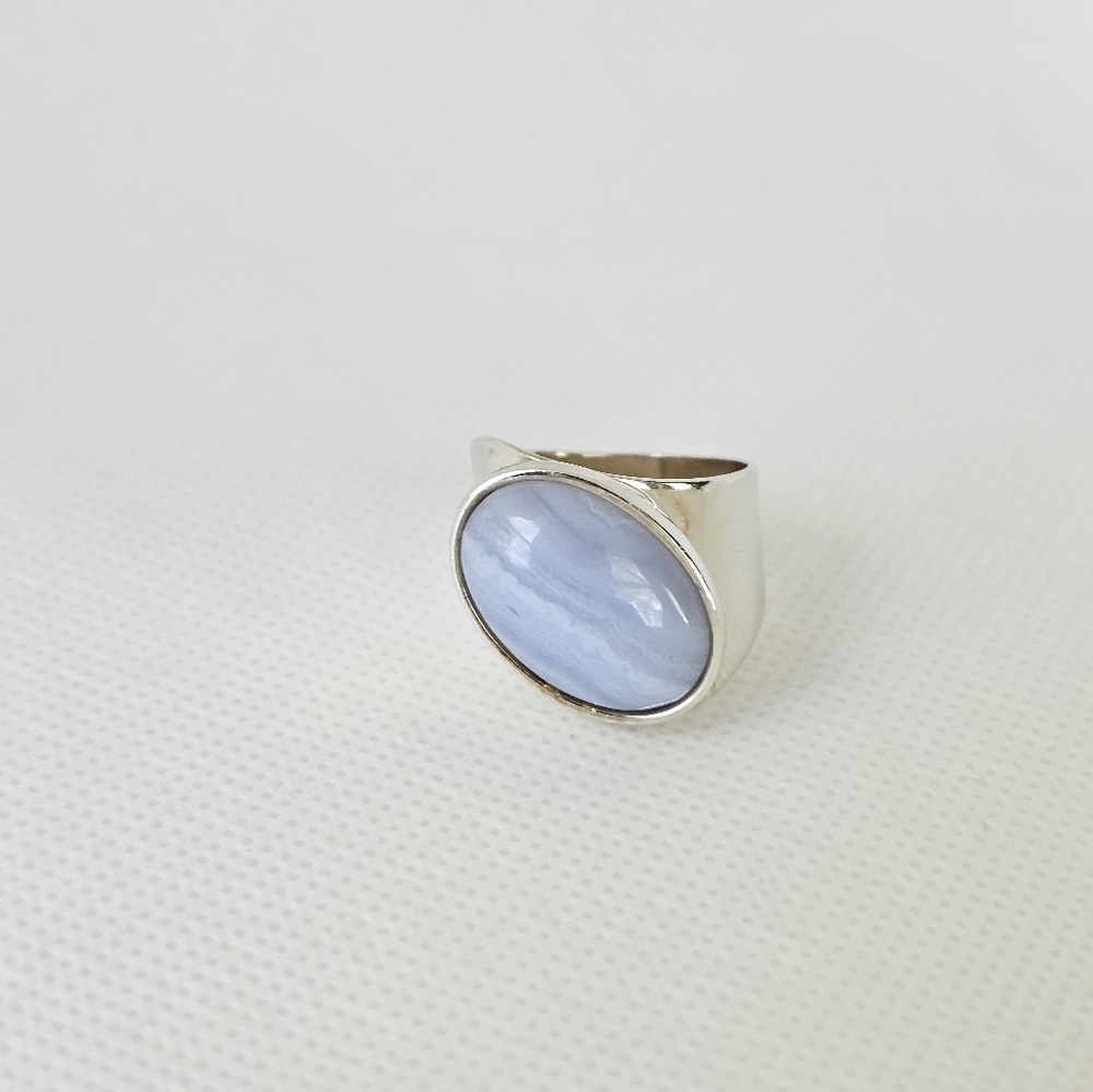 Genuine Jay King Blue Lace Agate Ring Sterling Silver Size 7! - Picture 2 of 7